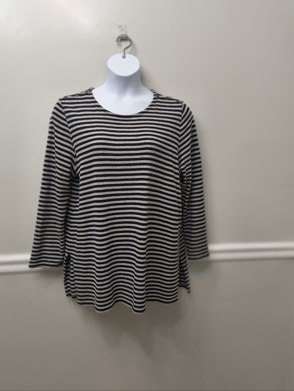 J. Jill Black and Cream Striped Long-Sleeve Tunic